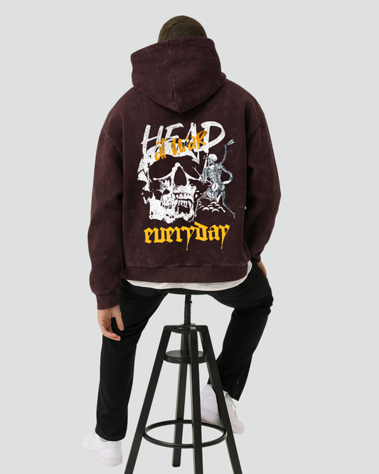 Unisex Acid Washed Head at War Hoodie