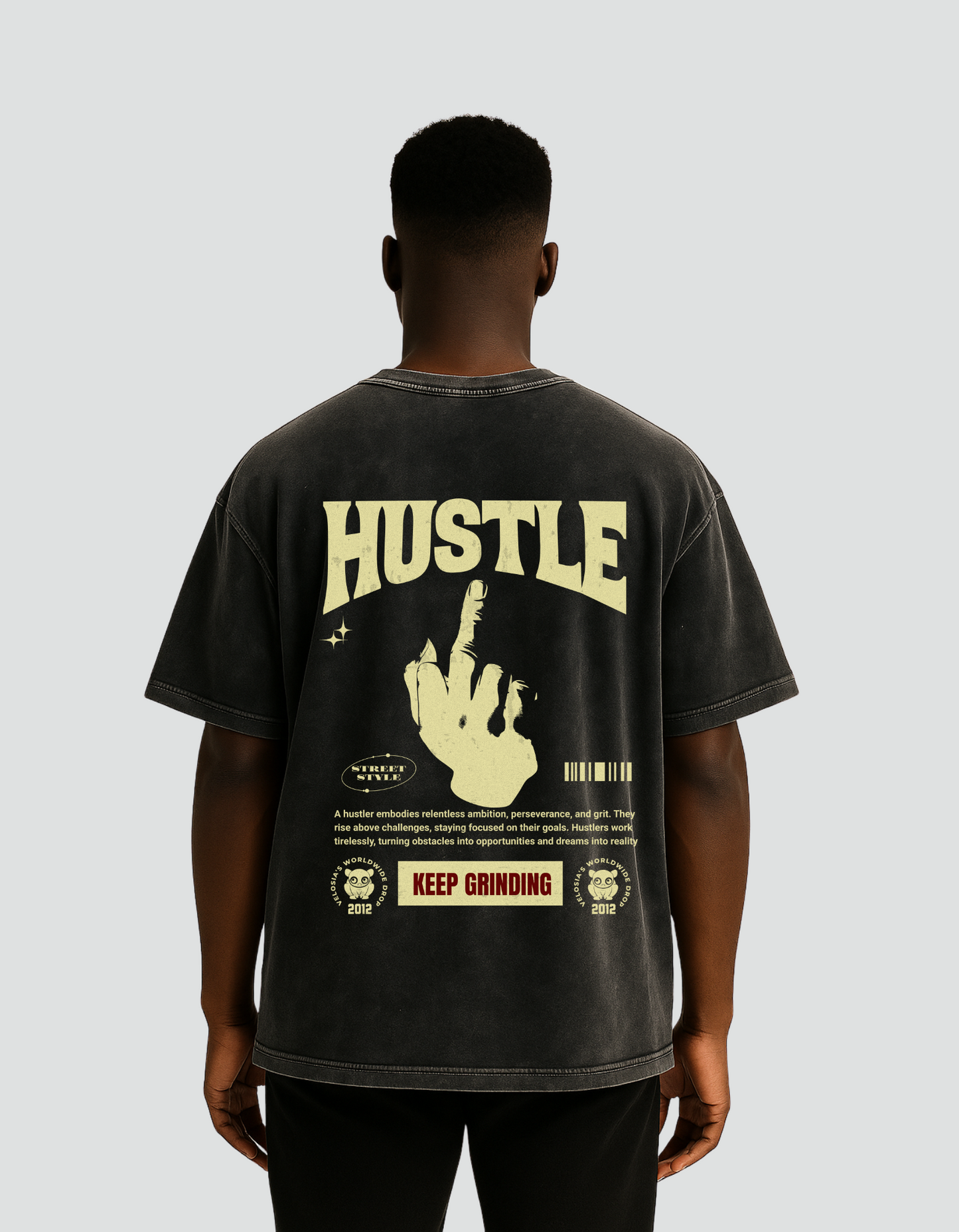 Unisex Hustle Acid Washed Oversized Tee