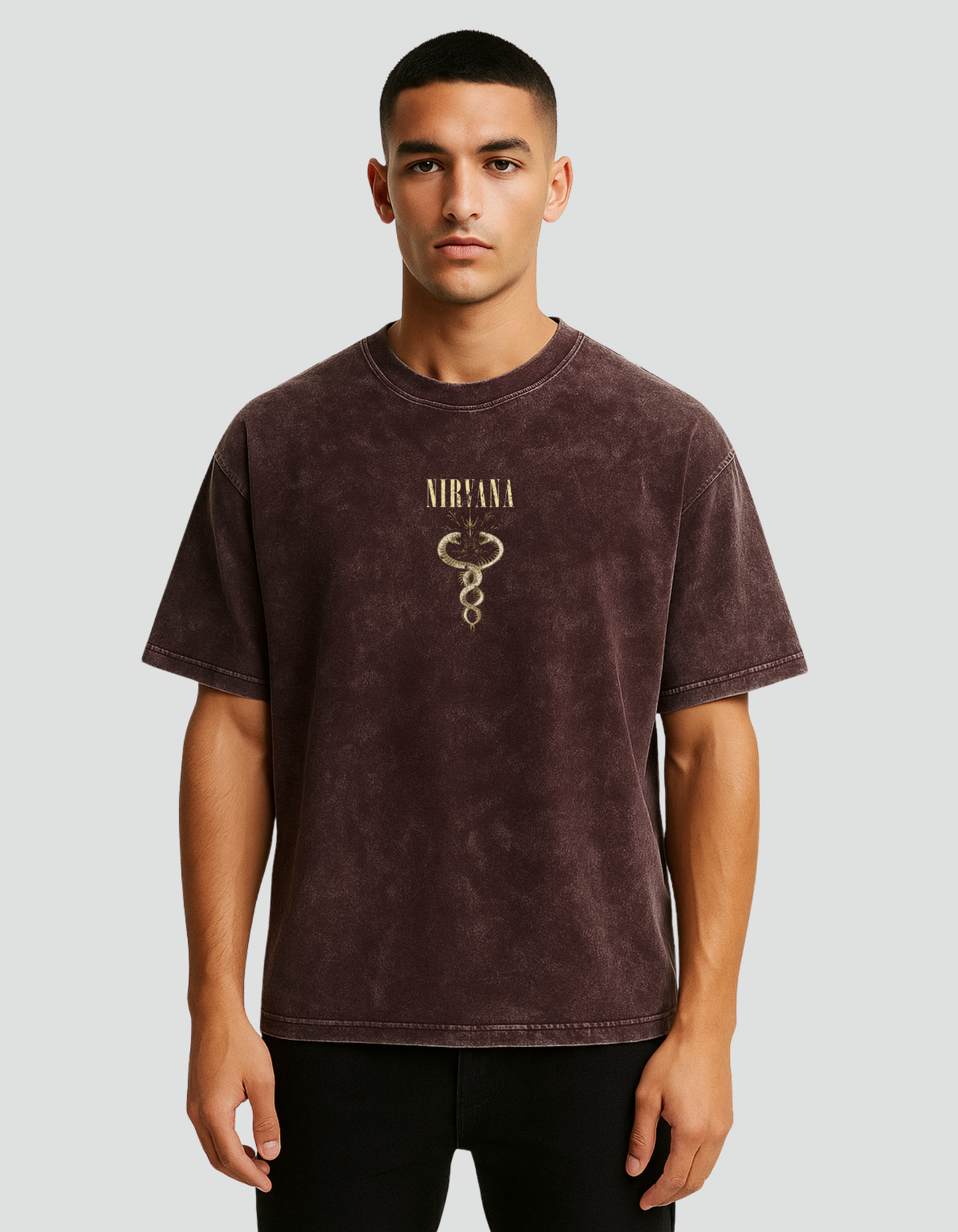 Unisex Acid Washed Nirvana Oversized Tee