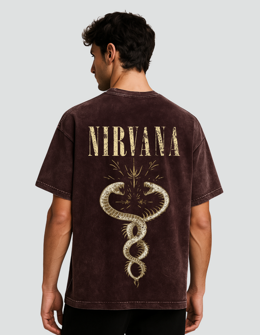 Unisex Acid Washed Nirvana Oversized Tee