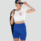 Cute Teddy bear with care on women's crop top