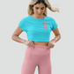 Cute Teddy bear with care on women's crop top