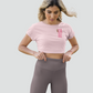 Cute Teddy bear with care on women's crop top