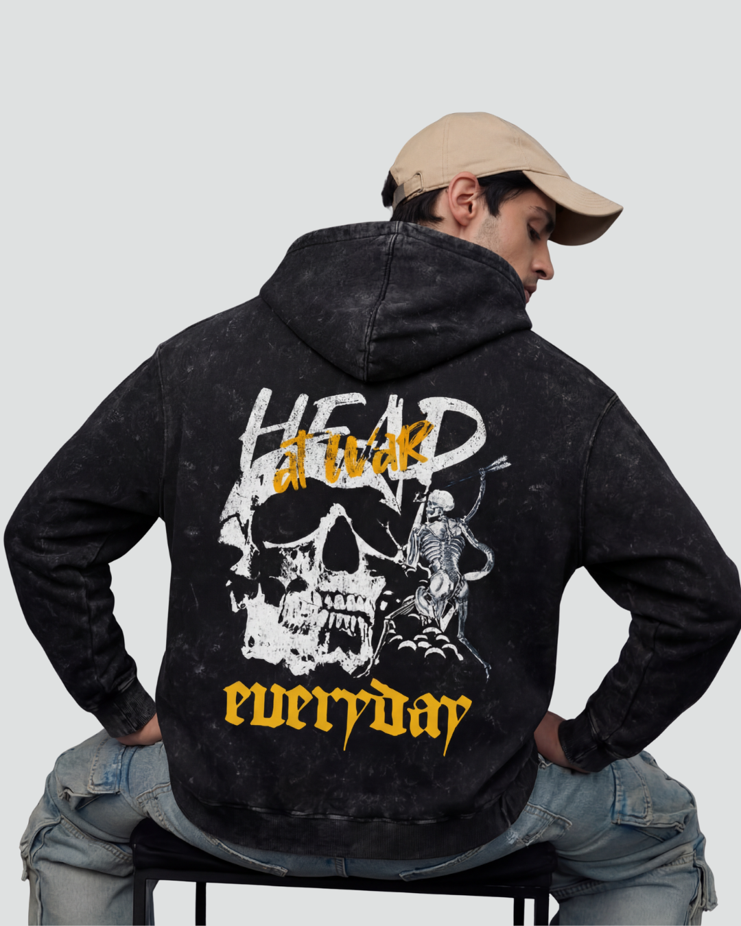 Unisex Acid Washed Head at War Hoodie