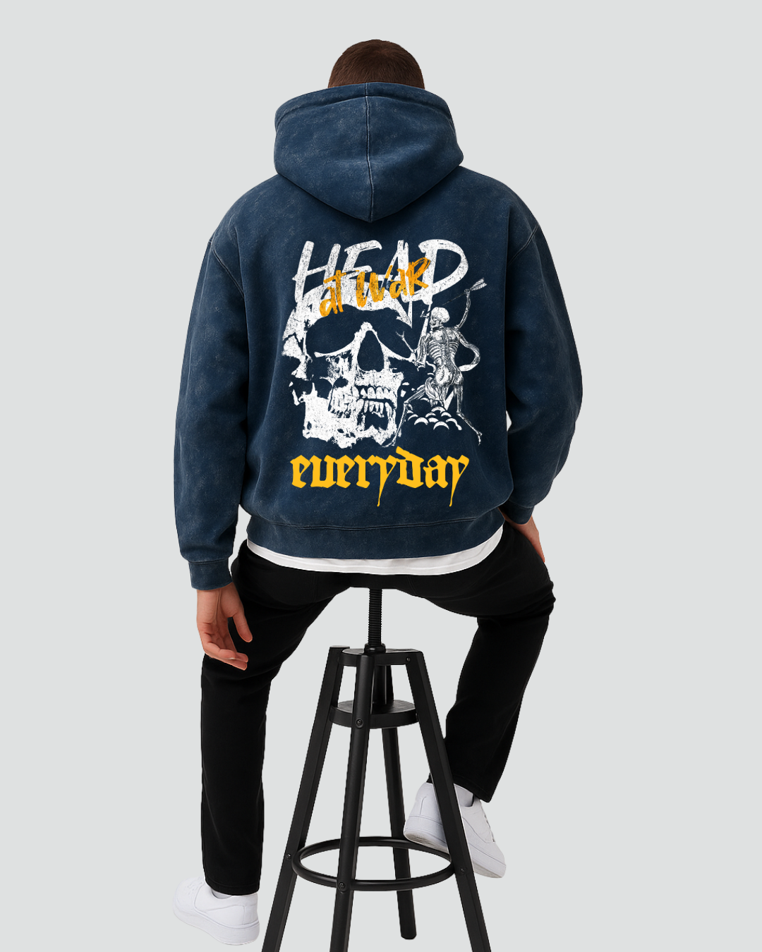 Unisex Acid Washed Head at War Hoodie