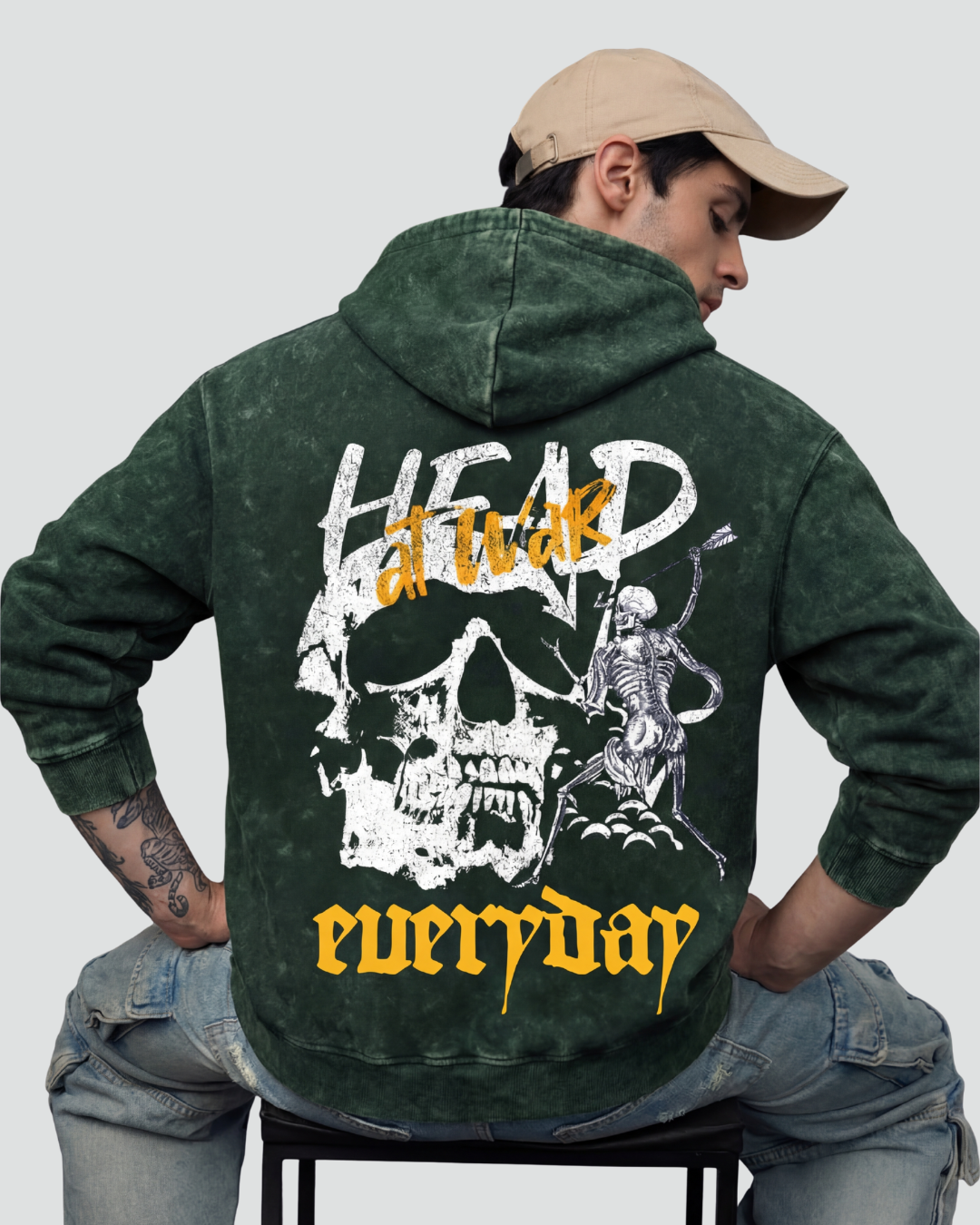 Unisex Acid Washed Head at War Hoodie