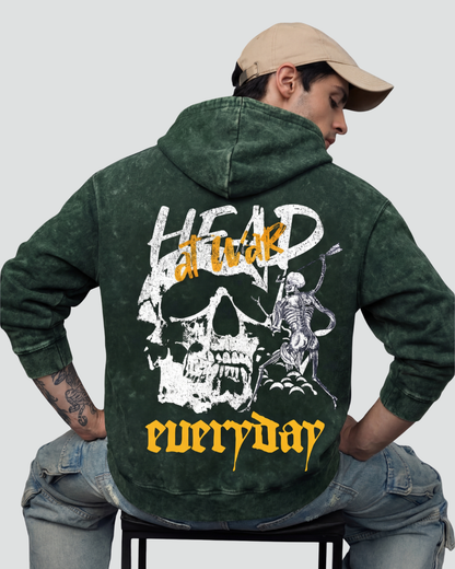 Unisex Acid Washed Head at War Hoodie
