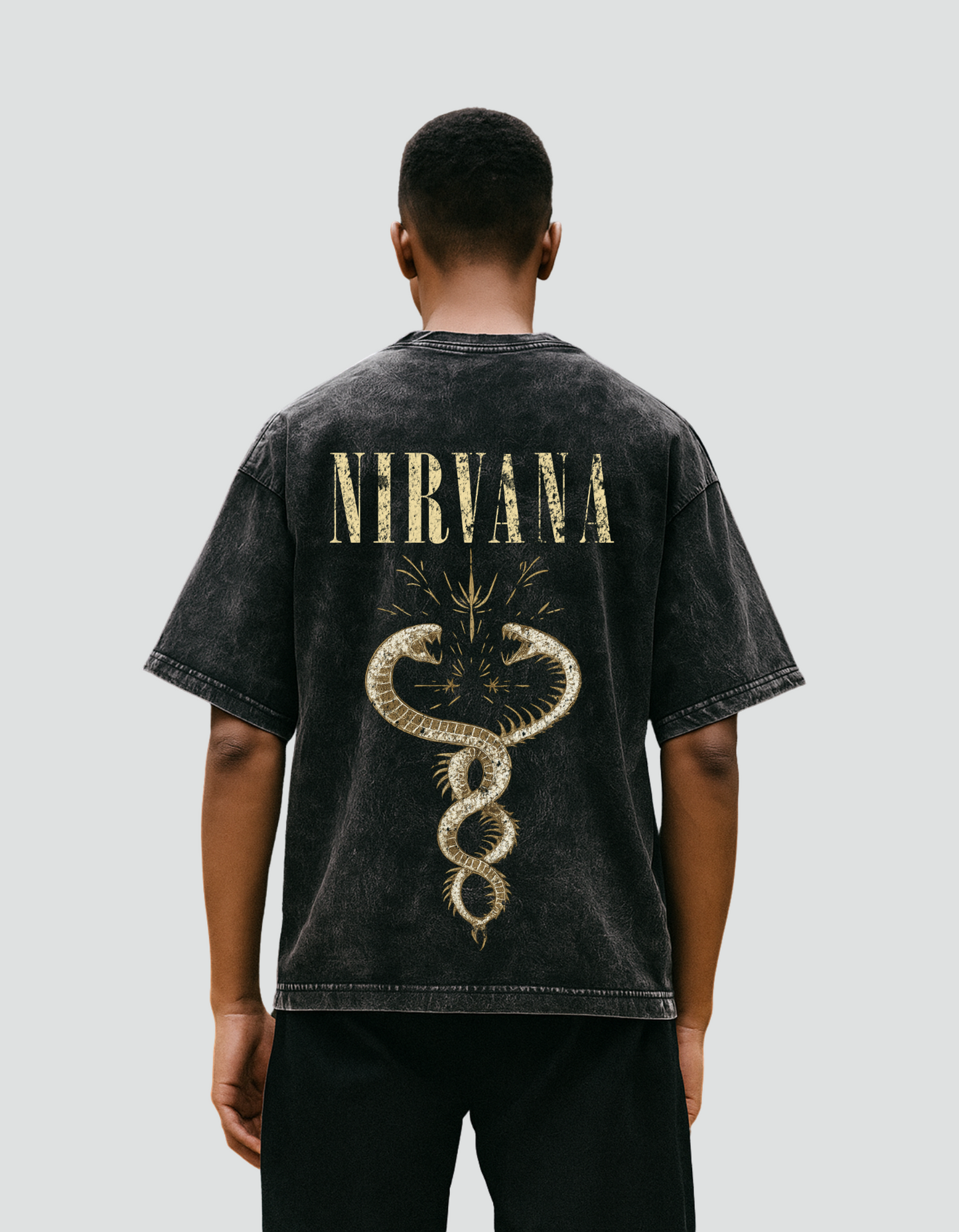 Unisex Acid Washed Nirvana Oversized Tee