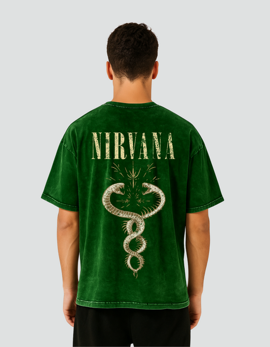Unisex Acid Washed Nirvana Oversized Tee